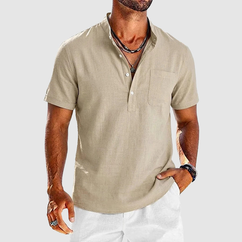 Caleb - Men's Casual Short Sleeve Henley Shirt