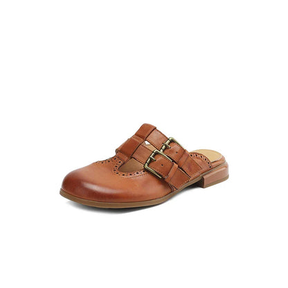 Camille Martin Mule Flats with Buckle Strap