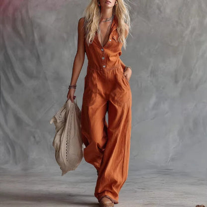 Camille Martin Sleeveless Wide-Leg Jumpsuit