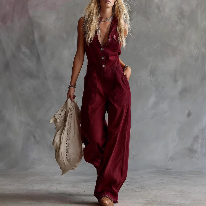 Camille Martin Sleeveless Wide-Leg Jumpsuit