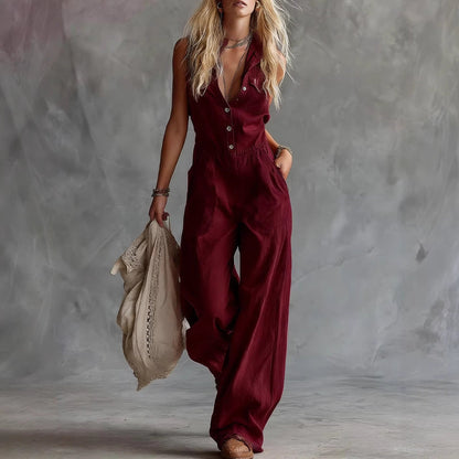 Camille Martin Sleeveless Wide-Leg Jumpsuit