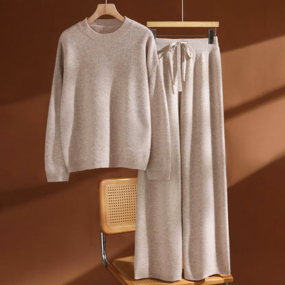 Coordinated Two-Piece Wool Knit Set for Women