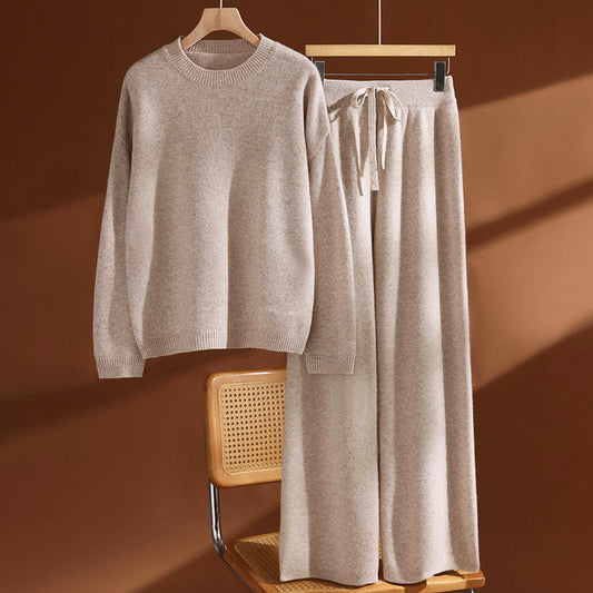 Coordinated Two-Piece Wool Knit Set for Women
