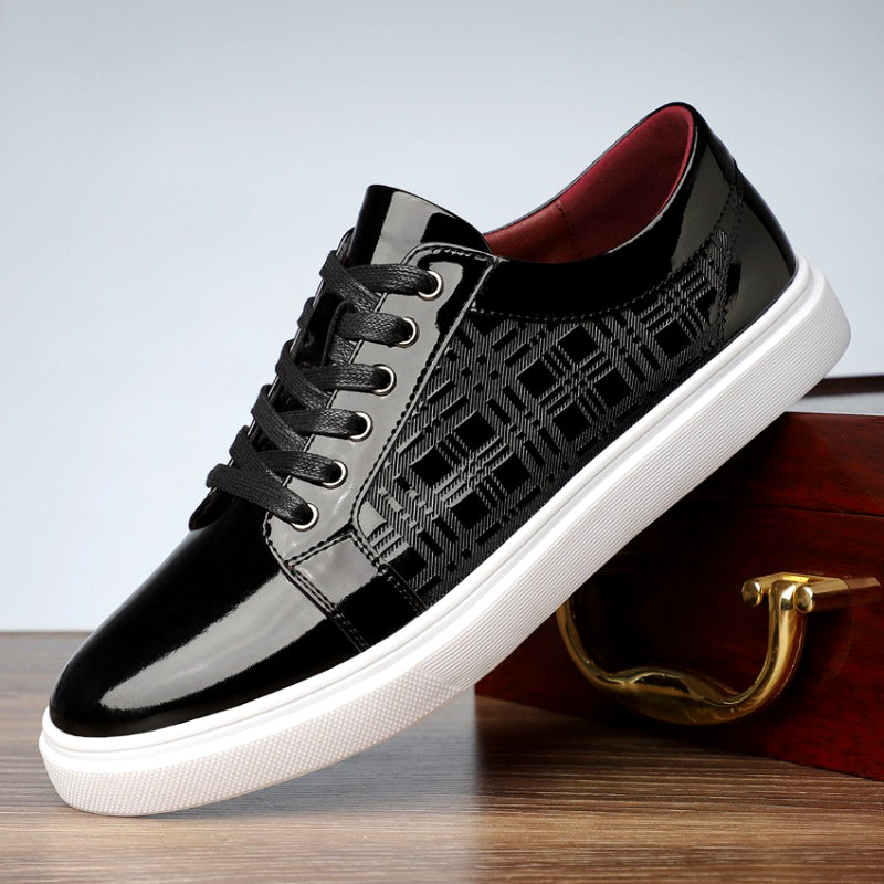 Damon - Men's Glossy Lace-Up Sneakers with Textured Pattern