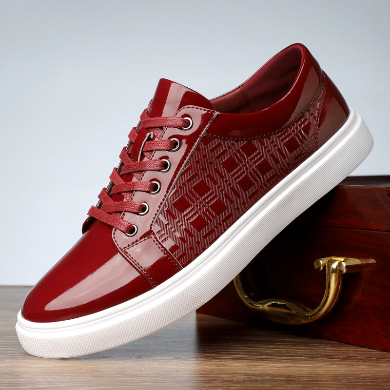 Damon - Men's Glossy Lace-Up Sneakers with Textured Pattern