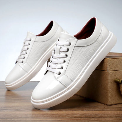 Damon - Men's Glossy Lace-Up Sneakers with Textured Pattern