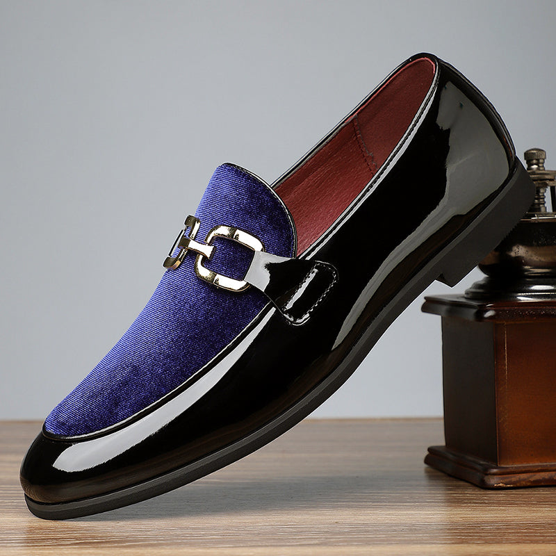 Dominic - Men's Two Tone Slip-On Loafers with Metal Accent