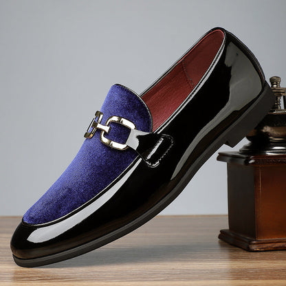 Dominic - Men's Two Tone Slip-On Loafers with Metal Accent