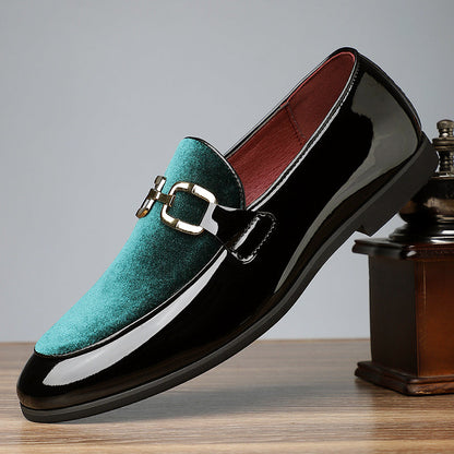 Dominic - Men's Two Tone Slip-On Loafers with Metal Accent