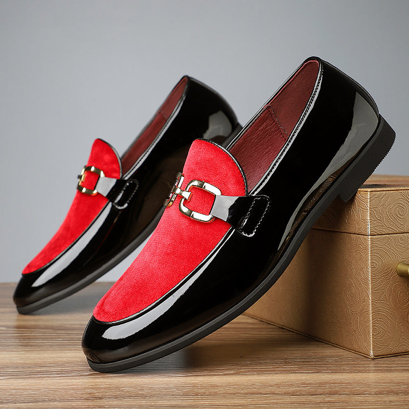 Dominic - Men's Two Tone Slip-On Loafers with Metal Accent