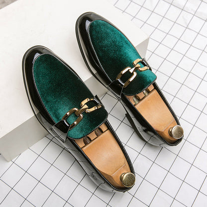 Dominic - Men's Two Tone Slip-On Loafers with Metal Accent