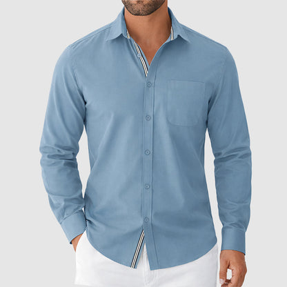 Elliot - Men's Long Sleeve Button Down Shirt with Contrast Trim