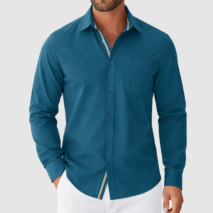 Elliot - Men's Long Sleeve Button Down Shirt with Contrast Trim