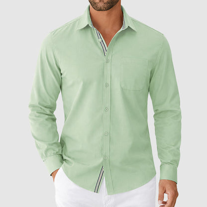 Elliot - Men's Long Sleeve Button Down Shirt with Contrast Trim