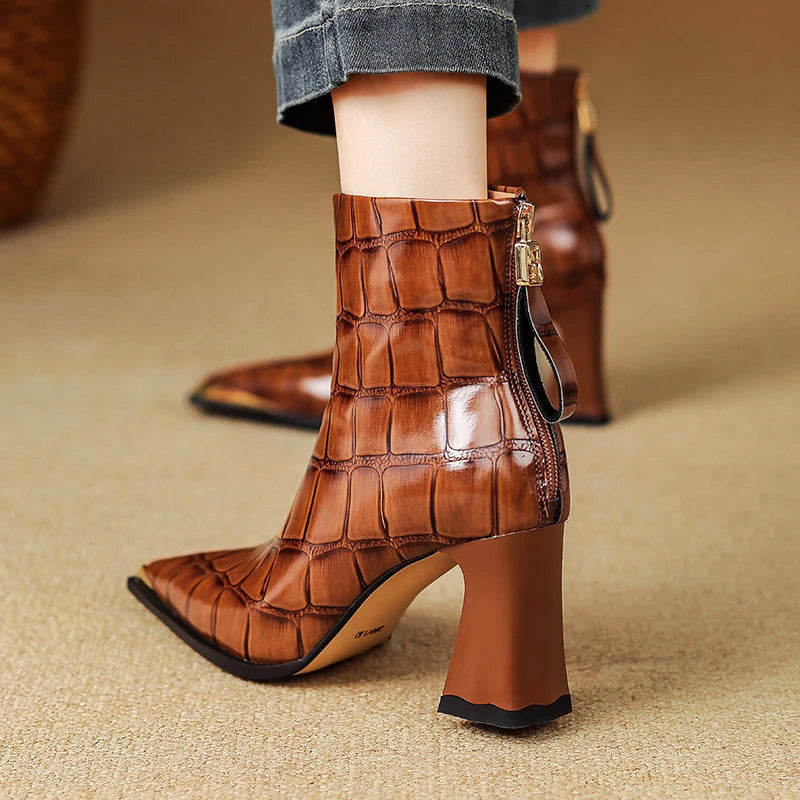 Evelora Croc Genuine Leather Boots