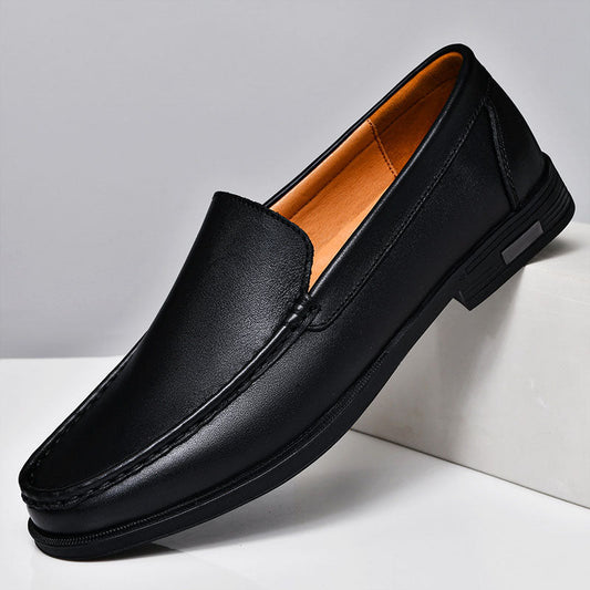 Franco Bianchi Leather Loafers with Stitched Upper
