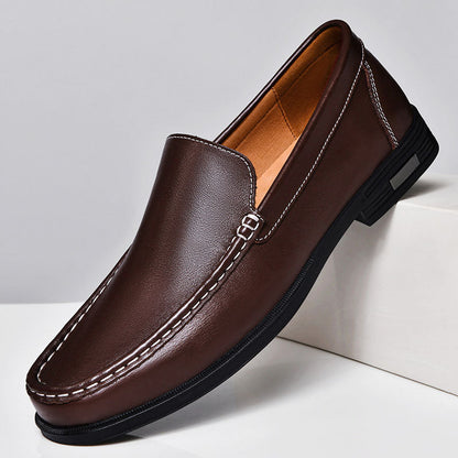 Franco Bianchi Leather Loafers with Stitched Upper