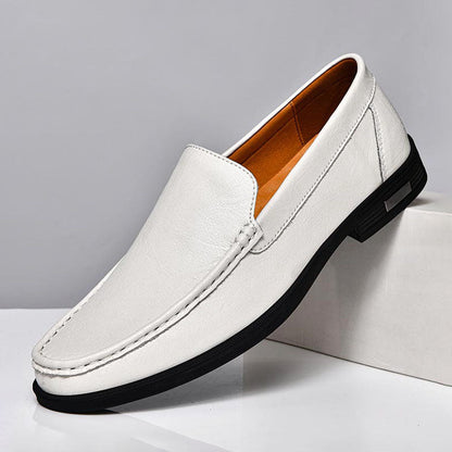 Franco Bianchi Leather Loafers with Stitched Upper