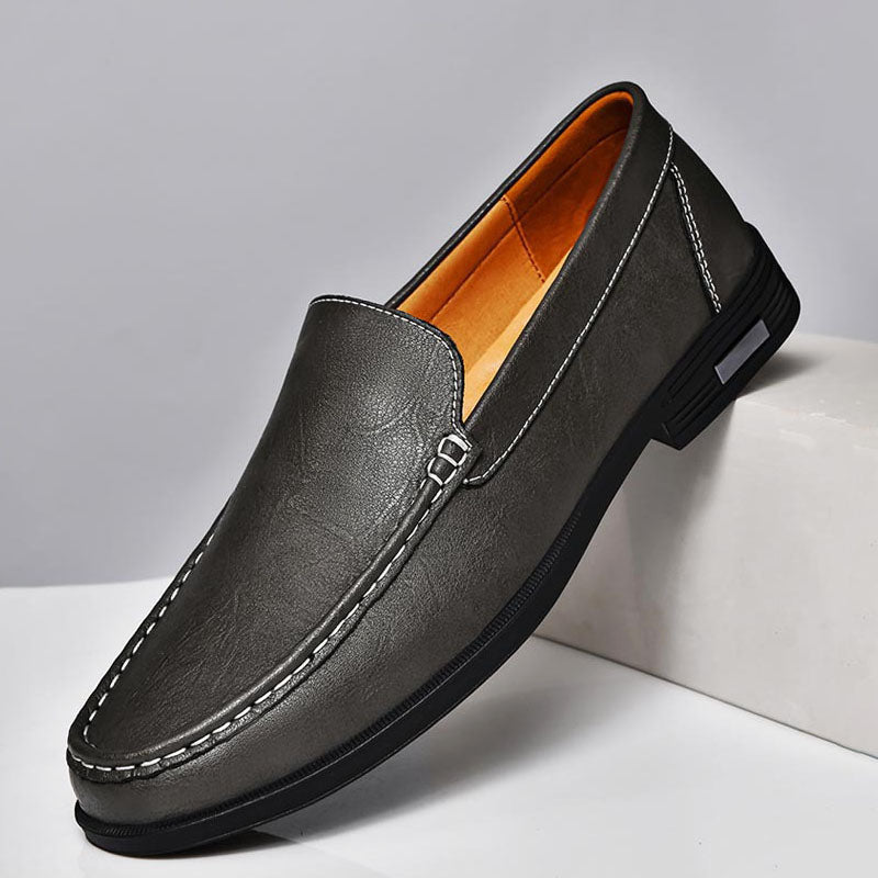 Franco Bianchi Leather Loafers with Stitched Upper