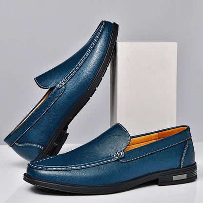 Franco Bianchi Leather Loafers with Stitched Upper