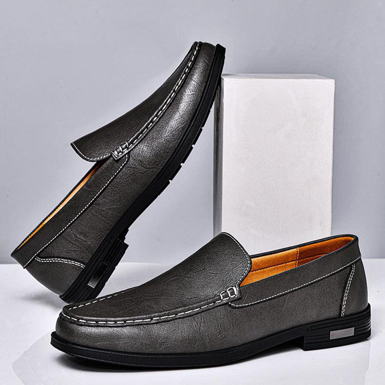 Franco Bianchi Leather Loafers with Stitched Upper