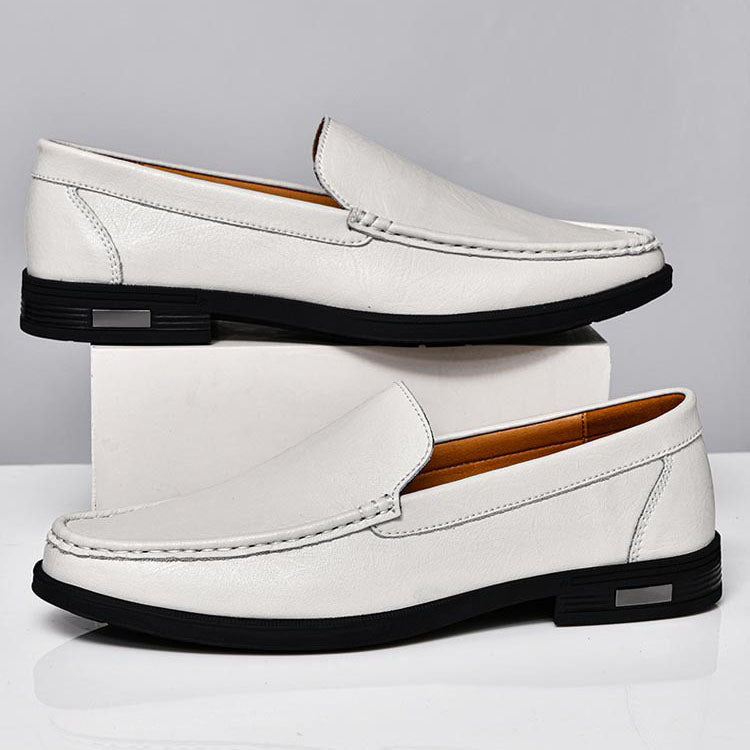 Franco Bianchi Leather Loafers with Stitched Upper