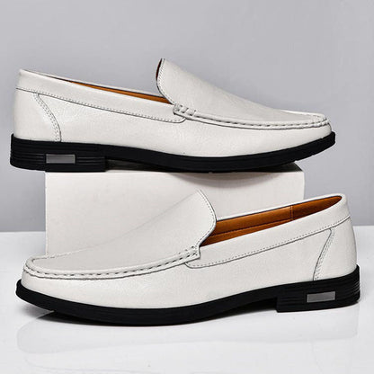Franco Bianchi Leather Loafers with Stitched Upper