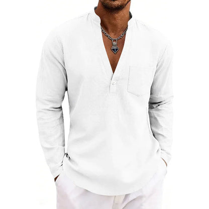 Franco Bianchi Long Sleeve Shirt with Open V-Neck
