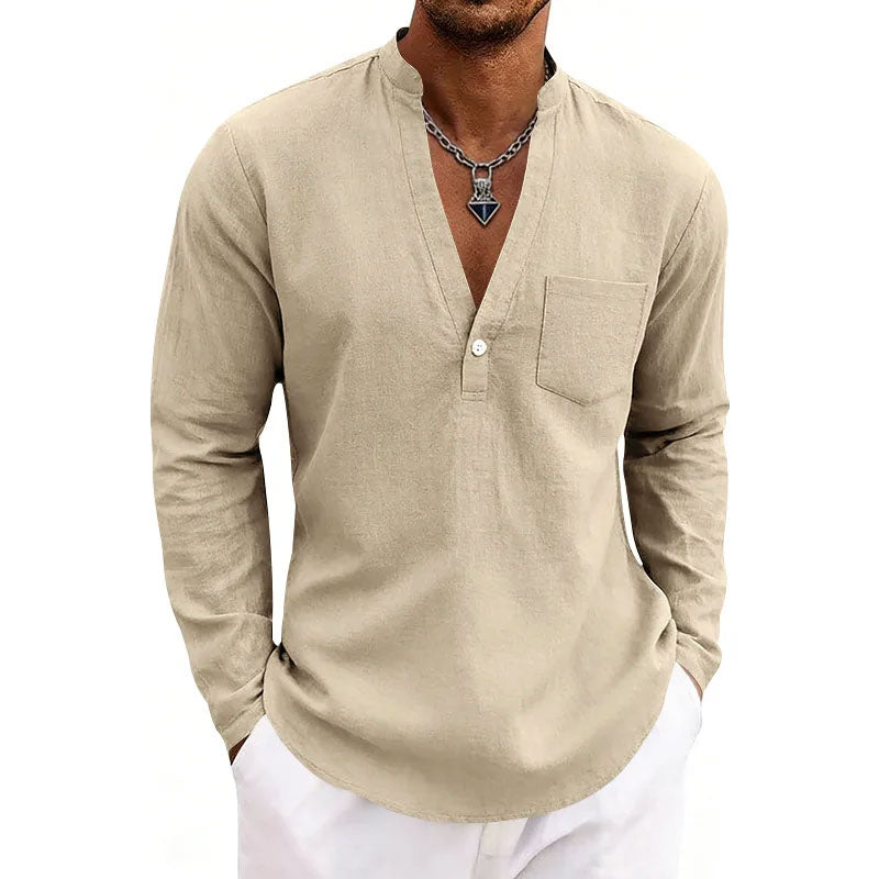 Franco Bianchi Long Sleeve Shirt with Open V-Neck