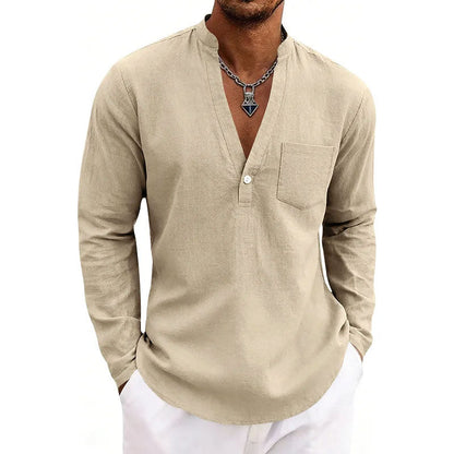 Franco Bianchi Long Sleeve Shirt with Open V-Neck