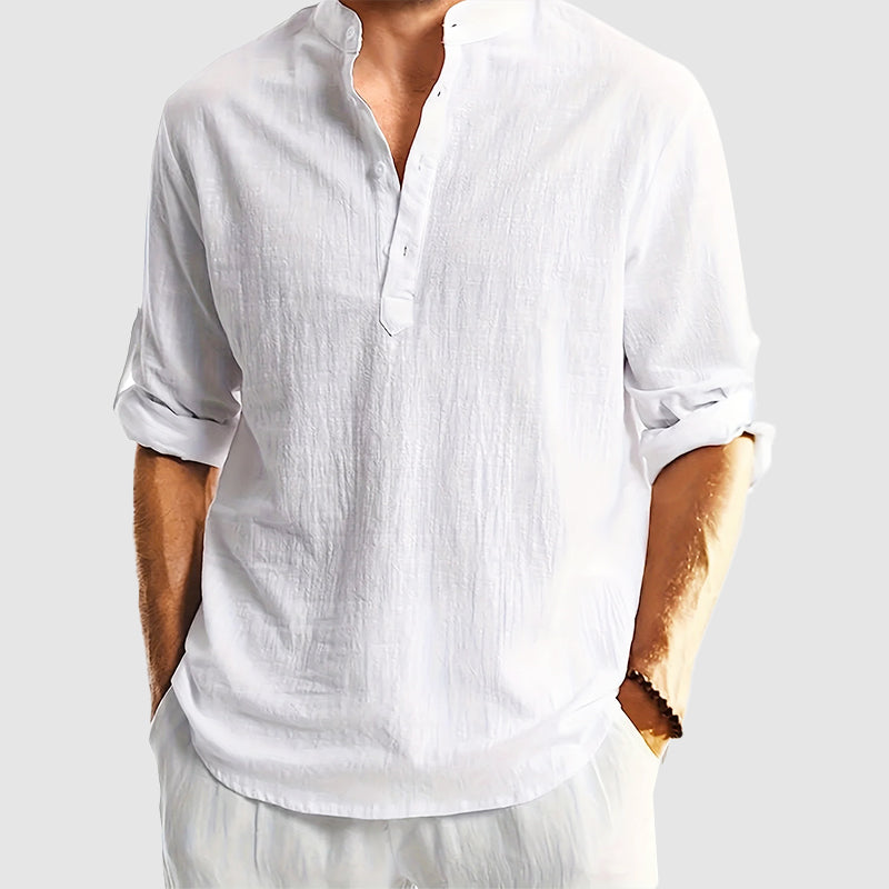Franco Bianchi Relaxed Linen Henley Shirt