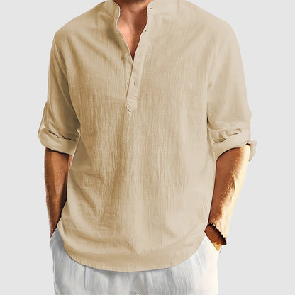 Franco Bianchi Relaxed Linen Henley Shirt