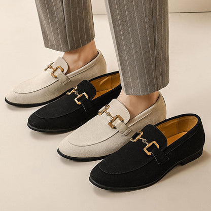 Franco Bianchi Suede Loafers with Metal Accent