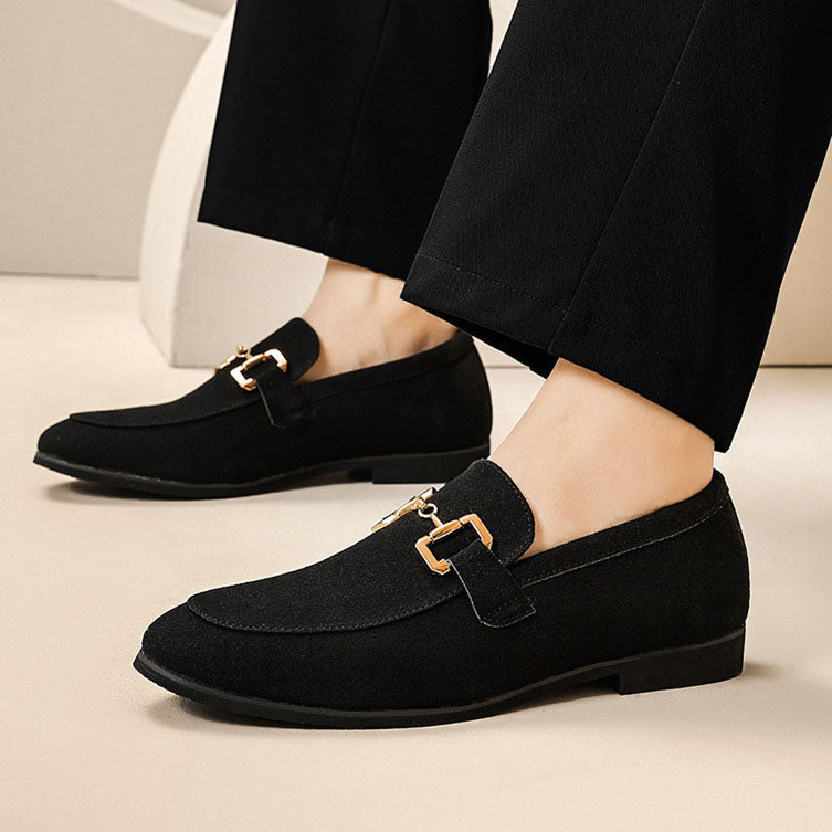 Franco Bianchi Suede Loafers with Metal Accent