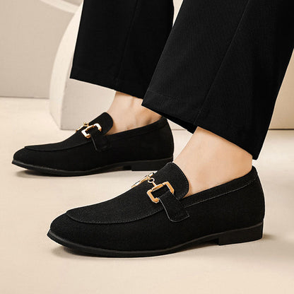 Franco Bianchi Suede Loafers with Metal Accent