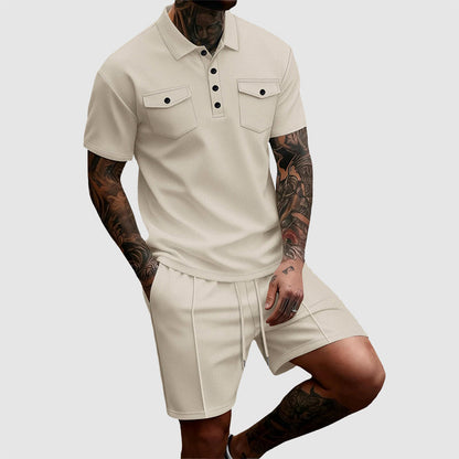 Franco Bianchi Waffle Set with Button Shirt and Shorts