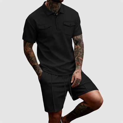 Franco Bianchi Waffle Set with Button Shirt and Shorts