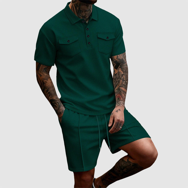 Franco Bianchi Waffle Set with Button Shirt and Shorts
