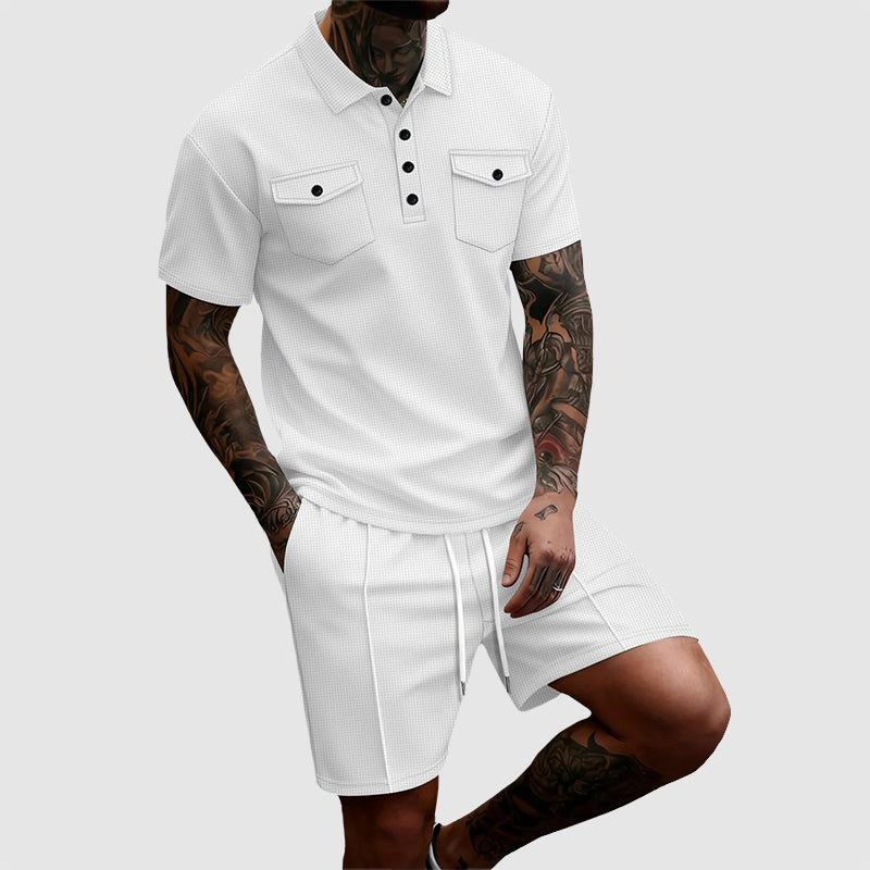 Franco Bianchi Waffle Set with Button Shirt and Shorts
