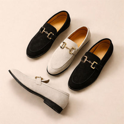 Franco Bianchi Suede Loafers with Metal Accent