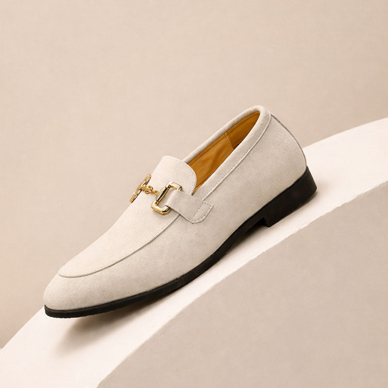 Franco Bianchi Suede Loafers with Metal Accent
