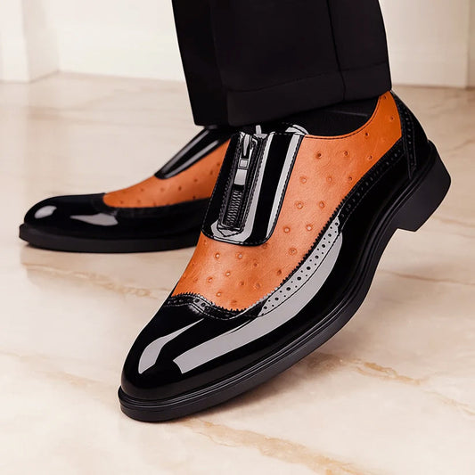 Jack Washington Ostrich Dress Shoes with Patent Finish