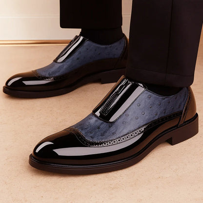 Jack Washington Ostrich Dress Shoes with Patent Finish