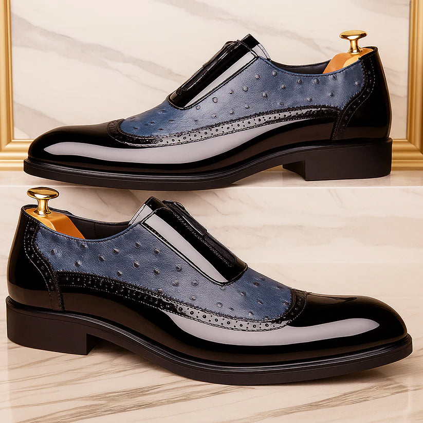 Jack Washington Ostrich Dress Shoes with Patent Finish