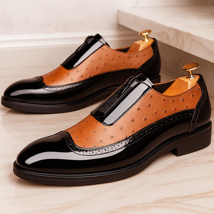 Jack Washington Ostrich Dress Shoes with Patent Finish
