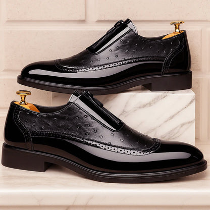 Jack Washington Ostrich Dress Shoes with Patent Finish