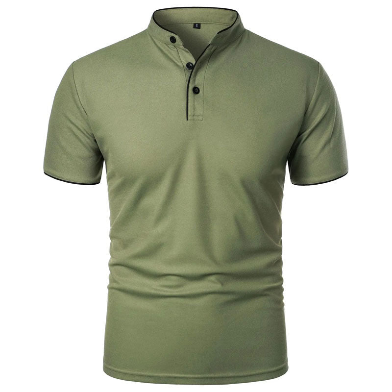 Jack Washington Stand Collar T-Shirt with Contrast Trim