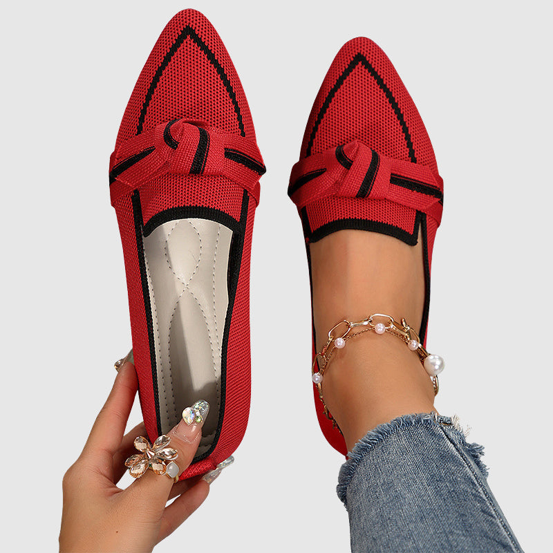 Laura - Women’s Knit Loafers with Knot Detail