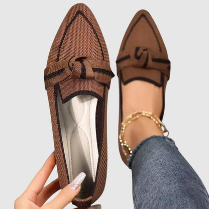 Laura - Women’s Knit Loafers with Knot Detail