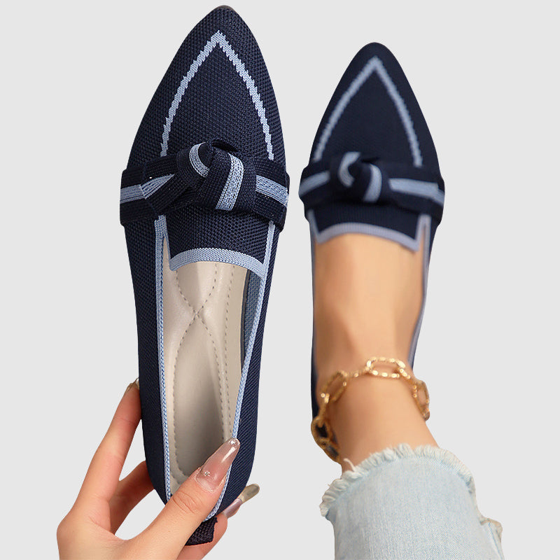 Laura - Women’s Knit Loafers with Knot Detail